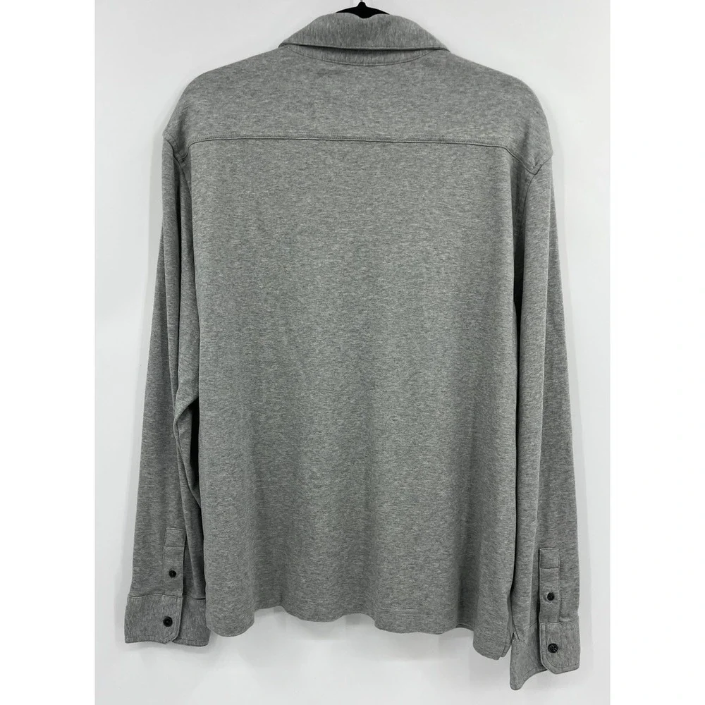 Banana Republic Men's Long Sleeve Luxe Pocket Polo Shirt Size XL Gray Heather